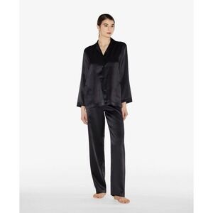 La Perla Luxury Black Silk Pajama Lounge Set Sz M Designer Italian Sleepwear